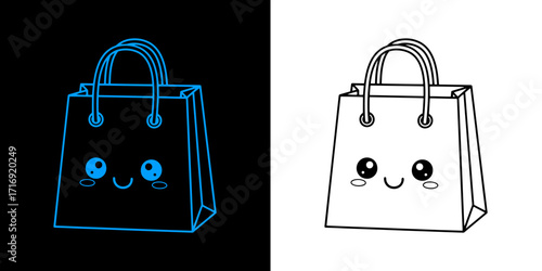 Cute shopping bag character illustration, perfect for retail promotions and design elements