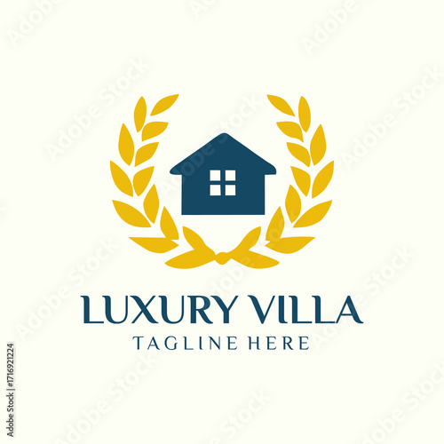 Minimal modern Luxury Villa Logo architectural identity premium real estate branding luxury home emblem geometric clean design upscale property development for corporate brand