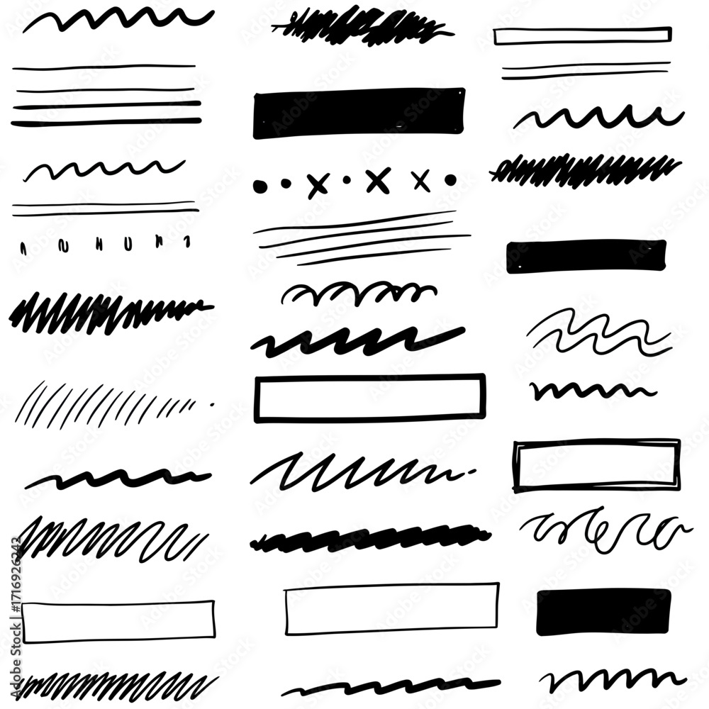 Obraz premium Hand Drawn Doodle Lines and Borders Vector Set Illustration