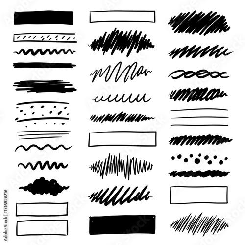 Hand Drawn Doodle Lines and Borders Vector Set Illustration