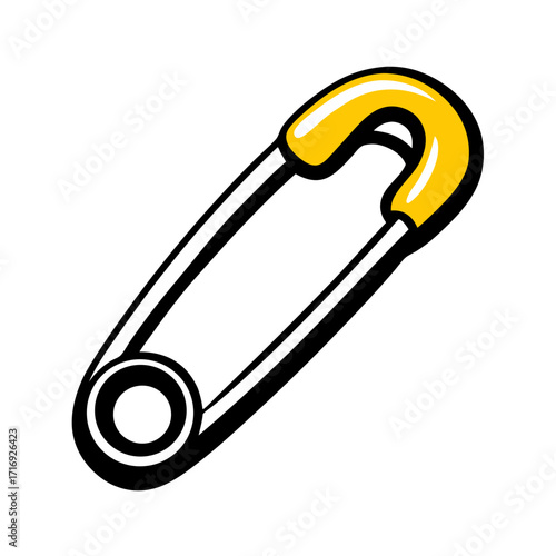 Safety pin in open shape with yellow accent, versatile accessory
