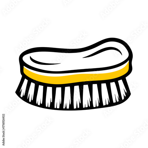 Shoe polishing soft brush with yellow band, cleaning tool
