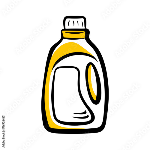 Plastic bottle of fabric softener, yellow design, household essential