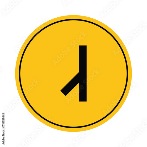 Traffic Sign Indicating Road Merge Ahead in Bright Yellow Color