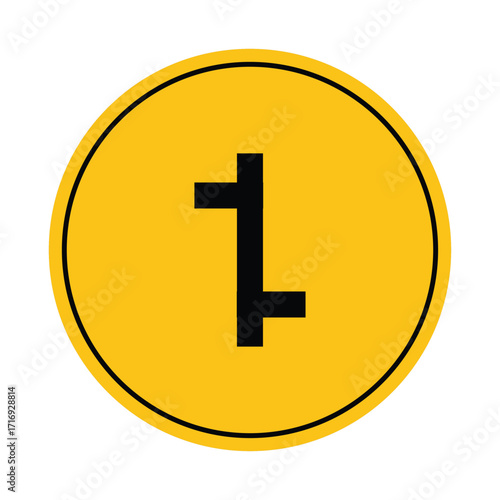 Circular Warning Sign with Black Symbol on Bold Yellow Background