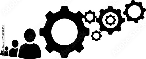 nvis4 NewVectorIllustrationSign nvis - gears icon . cogwheel group - cog wheel sign . vector graphic design / illustration - black - simple transparent industry banner - AI10 / EPS10 . g10542