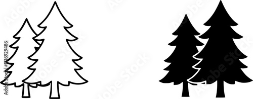 
ofvs730 OutlineFilledVectorSign ofvs - 3 fir tree vector icon . forest silhouette sign . isolated transparent . outline and filled version . AI 10 / EPS / PNG . g12076