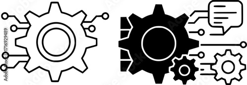 
ofvs230 OutlineFilledVectorSign ofvs - technology vector icon . isolated transparent . gear with chip . industry 4.0 . predictive maintenance . outline and filled version . AI 10 / EPS 10 . g11570