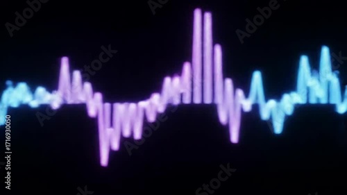 Audio Waveform Visualization Neon Pulse on Black Background