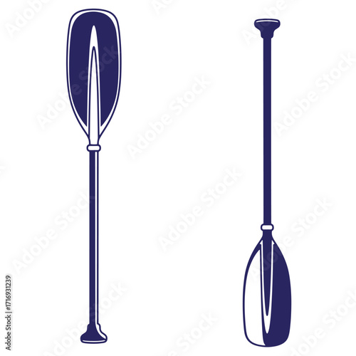 Vector illustration of two blue and white paddles isolated on a bright white background