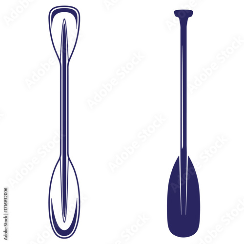 Vector illustration of two stylized paddles for kayaking boating and water sports activities.