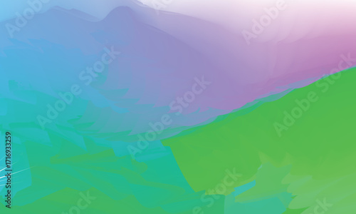 Abstract watercolor vector illustration of a tranquil mountain landscape at sunrise