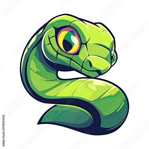 Green snake cartoon character