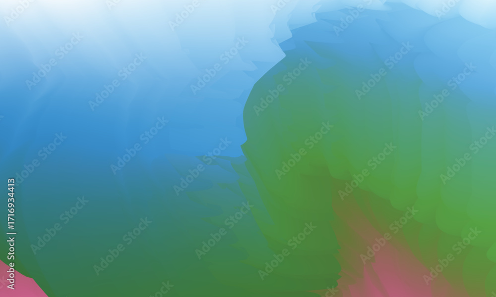 Fototapeta premium Abstract watercolor landscape of a beautiful blue sea and sky with waves reflecting the colorful light of a summer sunset