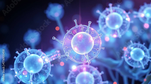 Microscopic virus cell infection medical science research disease healthcare microbiology pandemic covid