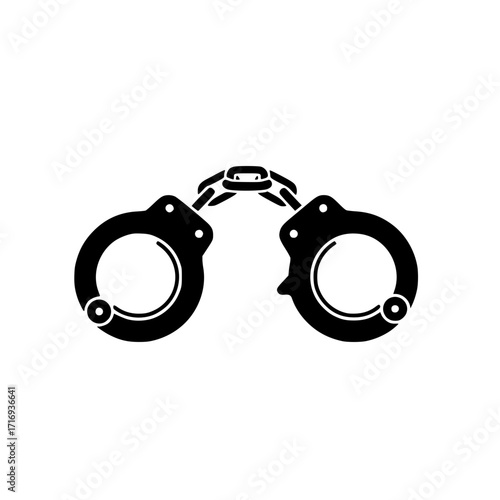 Linked Metal Handcuffs Icon Vector