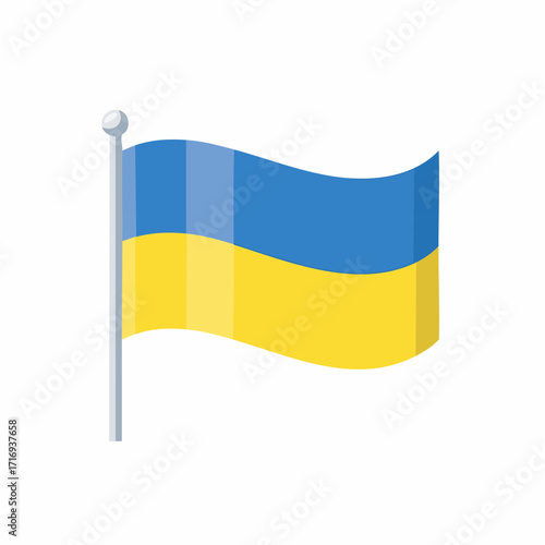 Joli drapeau Ukrainien, isolé sur fond blanc