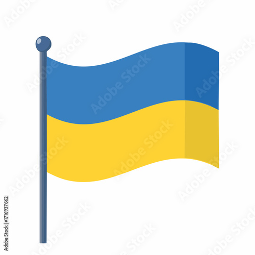 Joli drapeau Ukrainien, isolé sur fond blanc