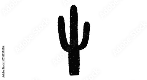 Bold cactus silhouette design perfect for modern desert themes, southwest decor, or striking branding elements, originally a scalable vector graphic
