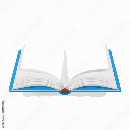 Livre ouvert, couverture bleue, fond blanc