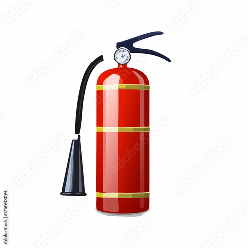 Extincteur rouge, protection incendie, fond blanc
