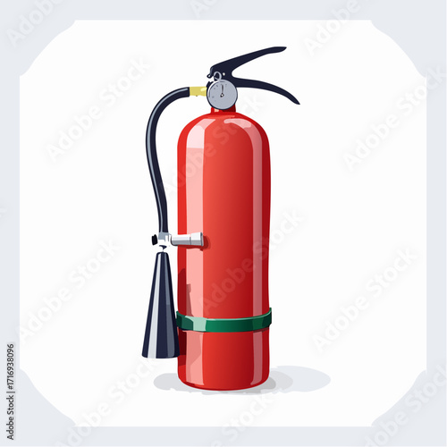 Extincteur rouge, protection incendie, fond blanc