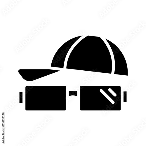 Minimal accessory black silhouette icon in flat vector style, depicting fashion items such as a hat, handbag, or jewelry. Clean and modern design ideal for fashion retail, clothing e-commerce, boutiqu