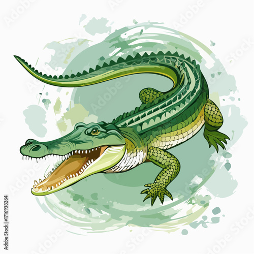 Crocodile, illustration colorée, badasse, cool, isolé