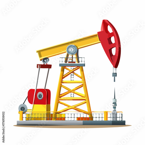 Derrick pétrolier, forage pétrolier, illustration, arrière plan blanc 