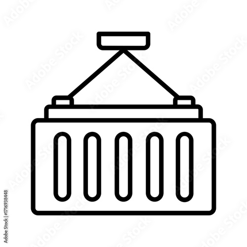 Simple container icon illustrating a cargo shipping box or storage unit in clean vector style. Minimalist outline design ideal for logistics, freight transport, warehouse management, delivery service,