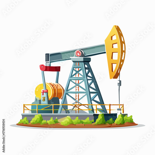 Derrick pétrolier, forage pétrolier, illustration, arrière plan blanc 