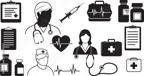 Medical healthcare icons set collection art