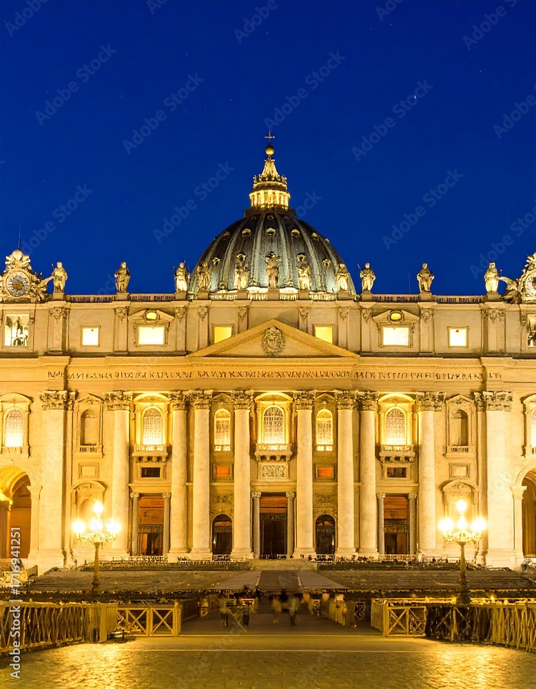 Fototapeta premium Illuminated basilica at night