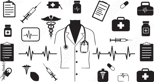 Medical icons healthcare science technology symbols