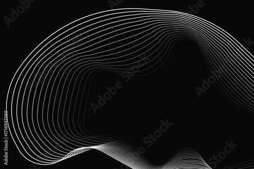 abstract white lines digital geometric contemporary stripe line art curve on black background element concept for business futuristic technology concept suit over poster banner brochure header EPS 10