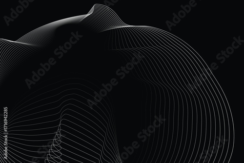 abstract white lines digital geometric contemporary stripe line art curve on black background element concept for business futuristic technology concept suit over poster banner brochure header EPS 10