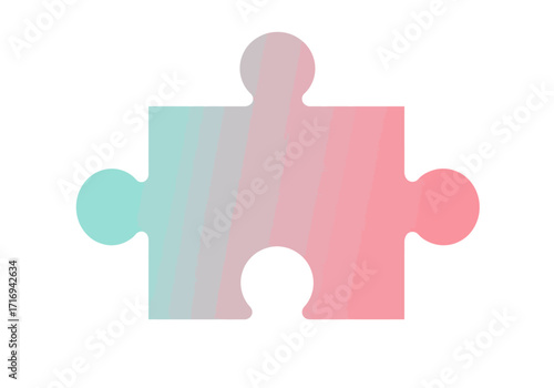 Gradient Puzzle Piece Teal to Pink Transition.