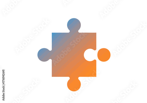 Gradient Puzzle Piece with Blue and Orange Tones on White.
