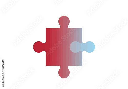 Gradient Puzzle Piece Red to Blue Connection Element.