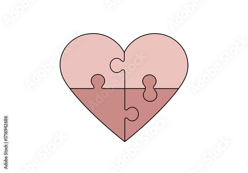 HeartShaped Jigsaw Puzzle with Four Pieces in Pink Tones.