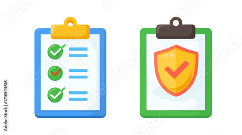 Checklist and Security Clipboard Icons.