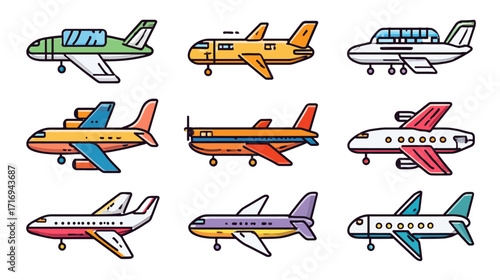 Collection of Airplane Icons.