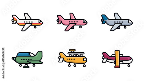 Collection of Airplane and Aircraft Icons.