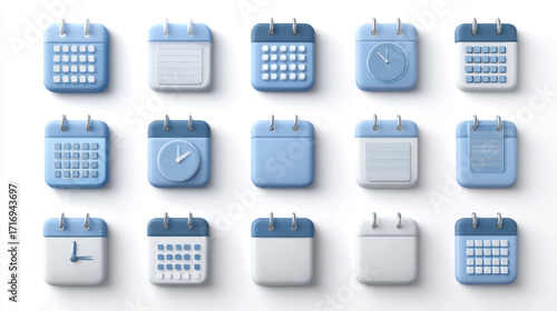 Collection of Blue Calendar Icons.