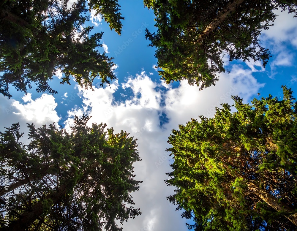 Obraz premium Looking up at a forest canopy