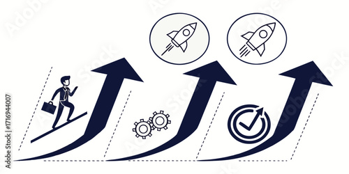 “Arrow vector set for business growth: progress, success, increase, upward direction icons, infographic arrows for presentations, strategy design, career growth, and corporate branding themes”
