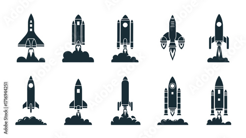 Collection of Rocket Launch Icons.