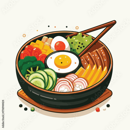 bibimbap, food, asian, delicious, cuisine, dinner, healthy, vegetable, meal, korean food, bowl, cooking, gourmet, egg, korean, rice, beef, lunch, meat, spicy, fresh, carrot, dish, traditional, sauce, 