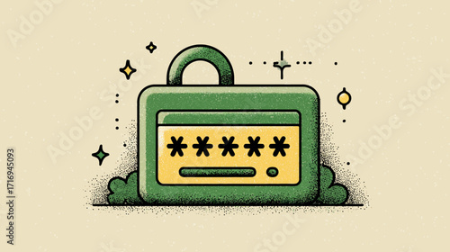 Green Padlock with Password Security.