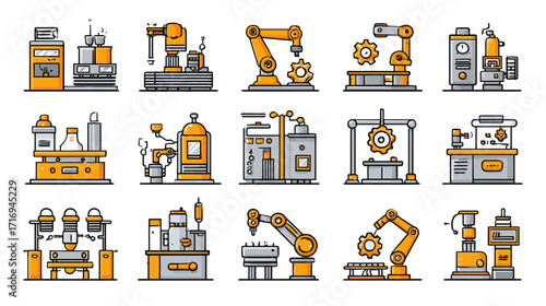 Industrial Automation Robotic Machines Manufacturing Process.